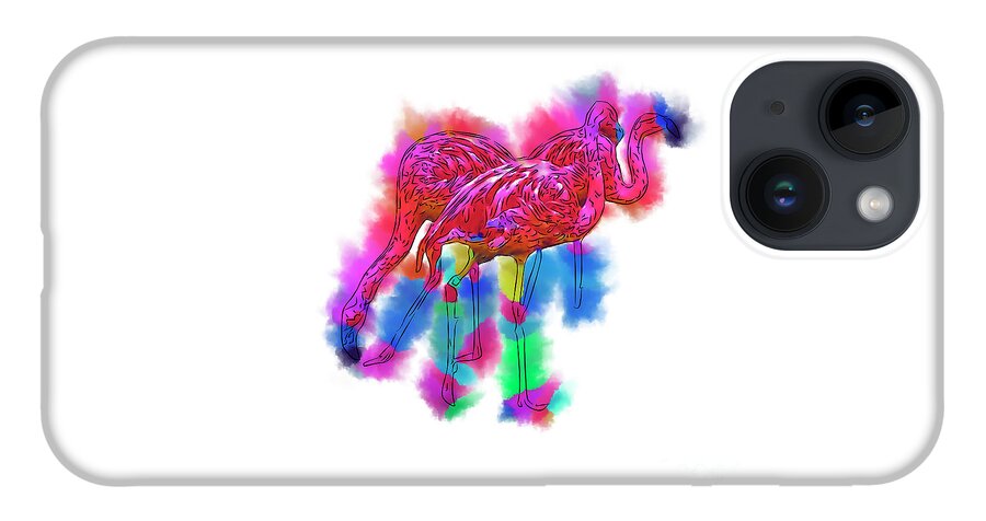 Flamingo iPhone 14 Case featuring the digital art Flamingo Flock In Abstract by Kirt Tisdale