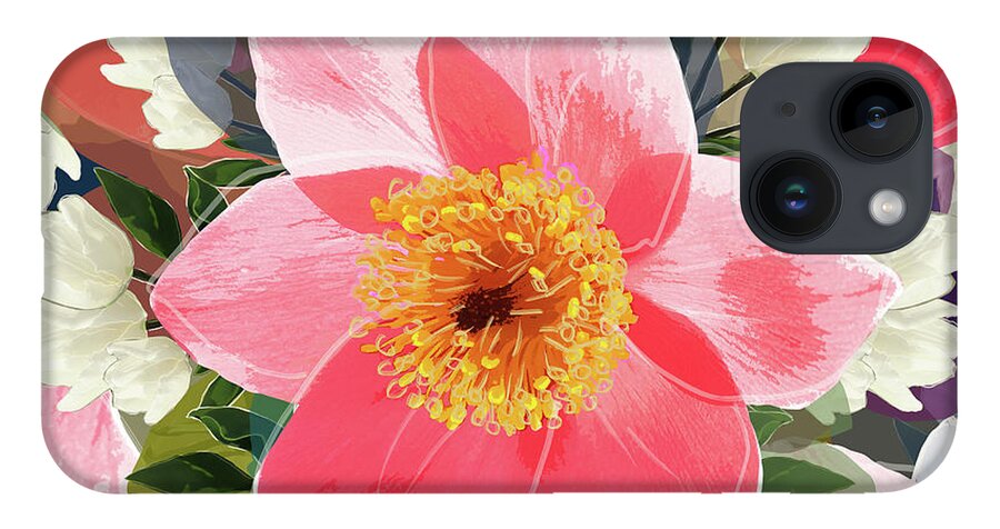 Glory iPhone 14 Case featuring the mixed media Flower Mad by Big Fat Arts