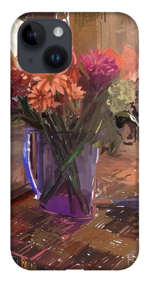 Vase iPhone Case featuring the digital art Flowers in a Vase by Joe Roache