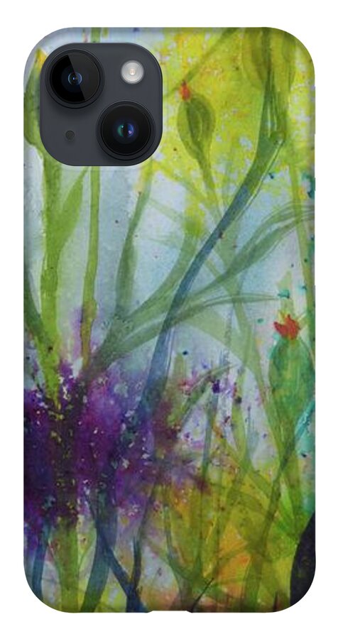 Barrieloustark iPhone 14 Case featuring the painting Flowing Flora I by Barrie Stark