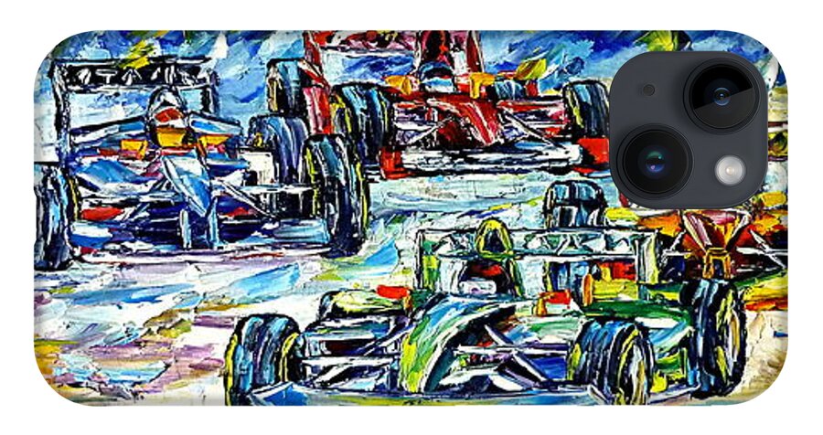 Formula One iPhone 14 Case featuring the painting Formula 1 by Mirek Kuzniar