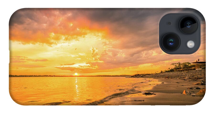 Bunker iPhone 14 Case featuring the photograph Fort Foster Sunset Watchers Club by Jeff Sinon