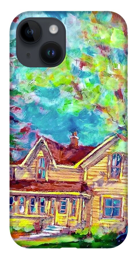 Painting iPhone 14 Case featuring the painting Front Yard View by Les Leffingwell