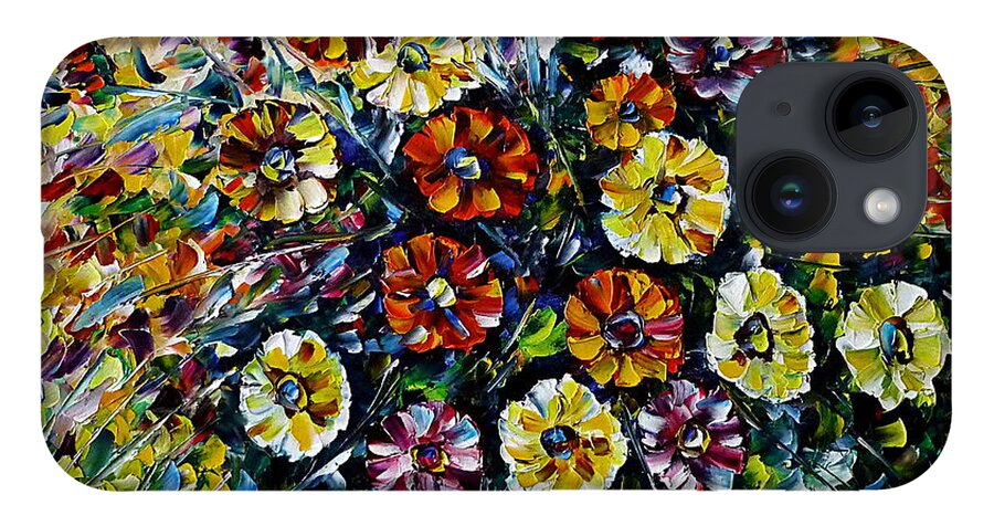Wild Flower Painting iPhone 14 Case featuring the painting Gerbera Bouquet by Mirek Kuzniar
