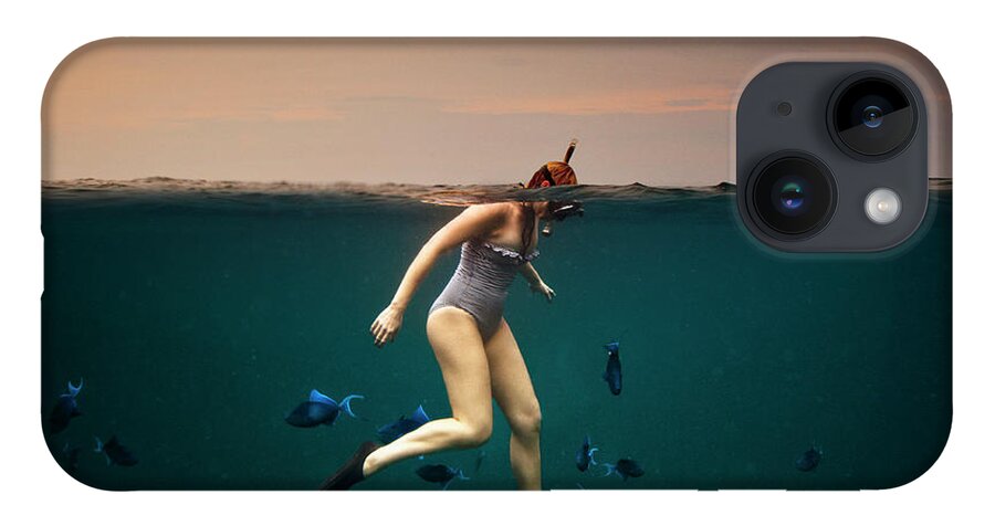 People iPhone 14 Case featuring the photograph Girl Snorkelling by Rjw