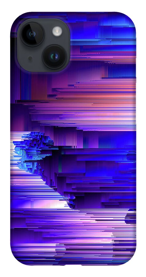 Glitch iPhone 14 Case featuring the digital art Glitchin Blues by Jennifer Walsh