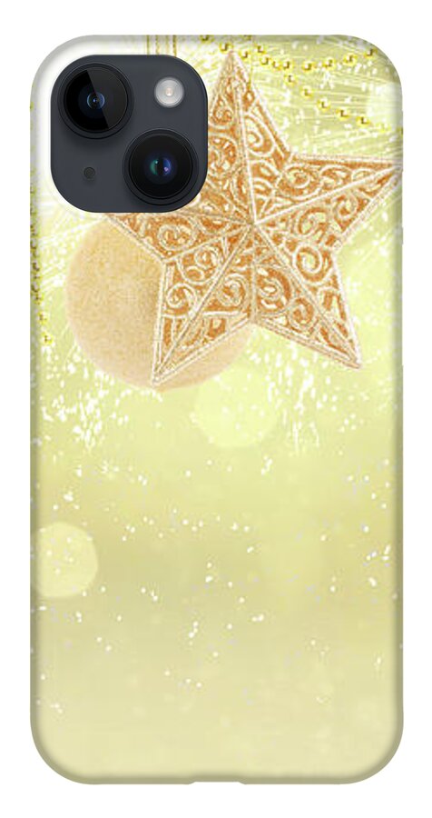 Christmas iPhone 14 Case featuring the photograph Golden christmas garland by Anastasy Yarmolovich