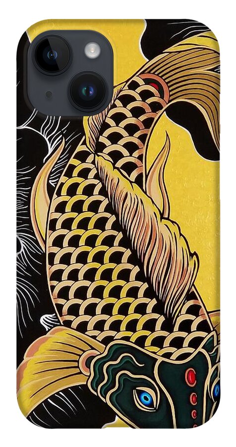  iPhone Case featuring the painting Golden Koi Fish by Bryon Stewart