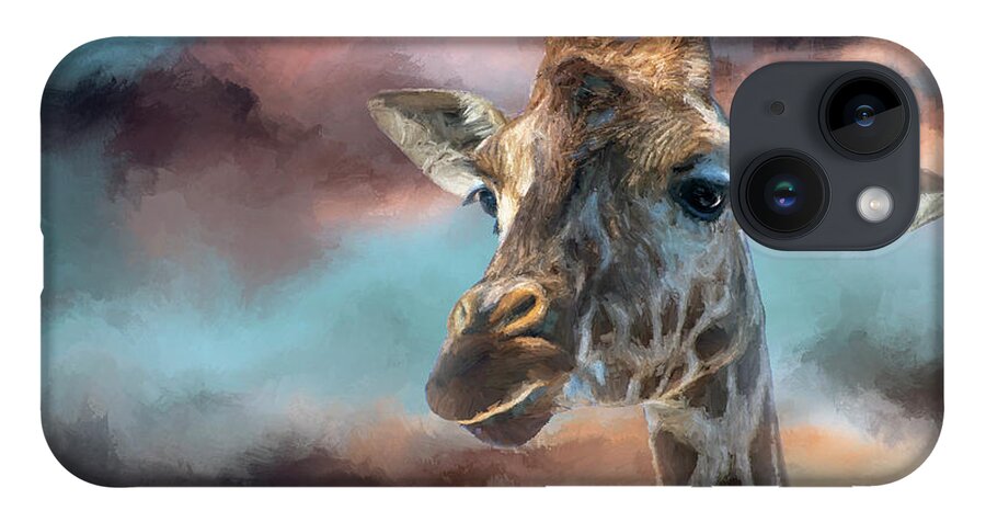 Giraffe iPhone 14 Case featuring the painting Good Night Giraffe by Jeanette Mahoney