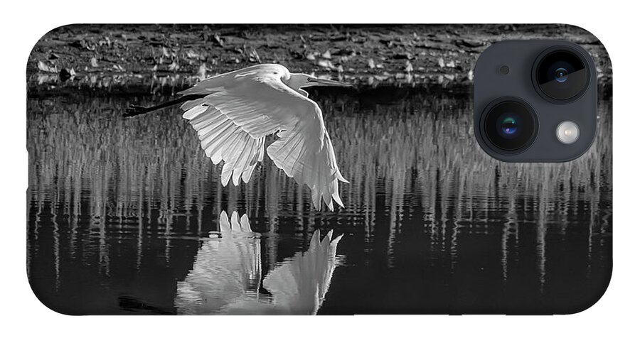 Great Egret iPhone 14 Case featuring the photograph Great Egret BW by Rick Mosher