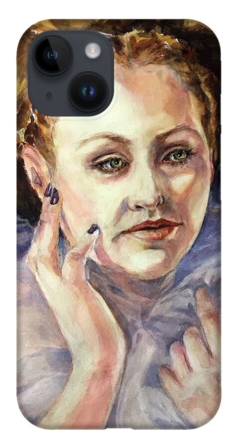 Portrait iPhone Case featuring the painting Gwenhwyfar II by Judith Levins