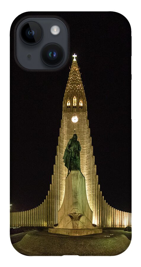 Hallgrimskirkja iPhone 14 Case featuring the photograph Hallgrimskirkja Church 1 by Nigel R Bell