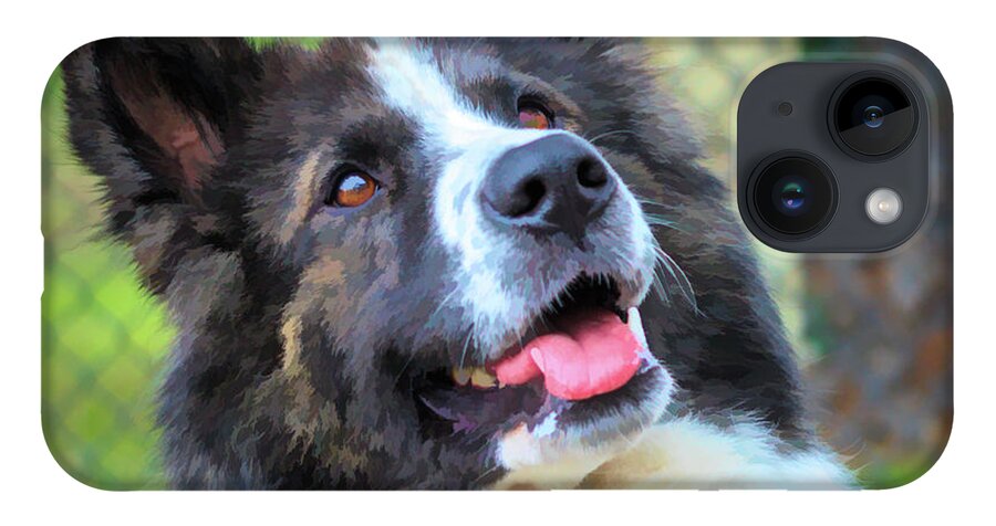 Art iPhone Case featuring the digital art Happy Dog Painted Portrait by Rick Deacon