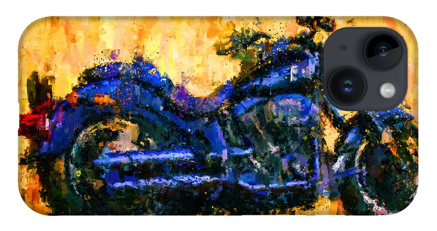  Impressionism iPhone 14 Case featuring the painting Harley Davidson Fat Boy by Vart Studio