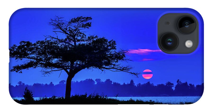 Cherry Red Sunset iPhone 14 Case featuring the photograph Higgins Lake Cherry Red Sunset by Joe Holley