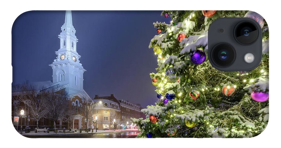 Snow iPhone Case featuring the photograph Holiday Snow, Market Square by Jeff Sinon