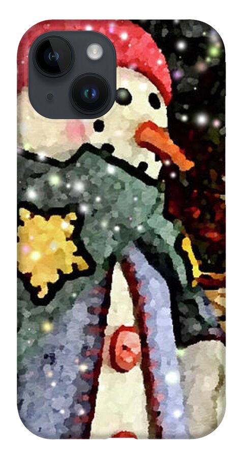 Christmas iPhone Case featuring the digital art Holly Jolly Snowman by Jackie MacNair