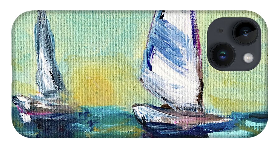Sailing iPhone Case featuring the painting Horizon Sail by Roxy Rich