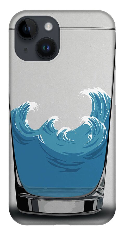 Concepts & Topics iPhone 14 Case featuring the digital art Illustration Of Choppy Waves In A Water by Malte Mueller