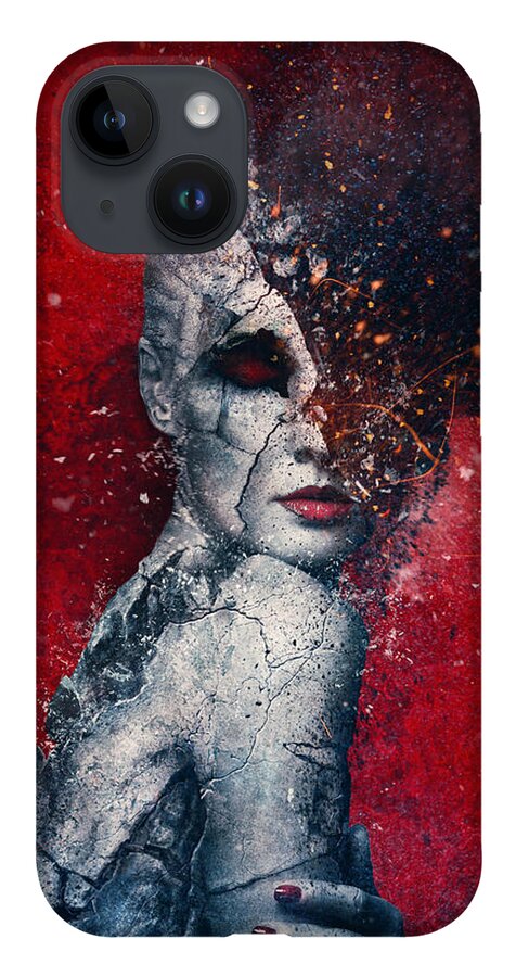 Red iPhone 14 Case featuring the digital art Indifference by Mario Sanchez Nevado
