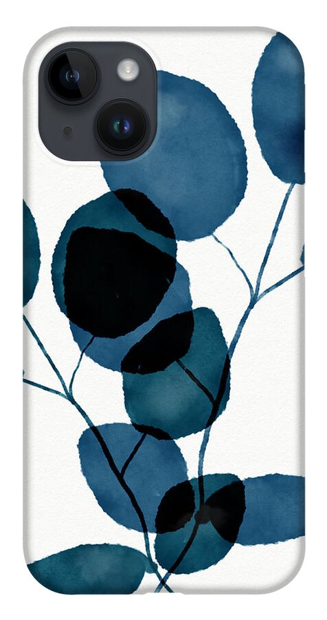 Botanical iPhone 14 Case featuring the mixed media Indigo Eucalyptus 3- Art by Linda Woods by Linda Woods