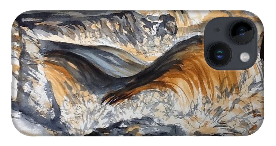 Water iPhone 14 Case featuring the painting Iron Rich Water and Energy by Tammy Nara