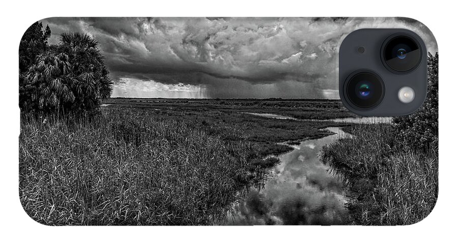 Monochrome iPhone 14 Case featuring the photograph Isolated Shower - BW by Christopher Holmes