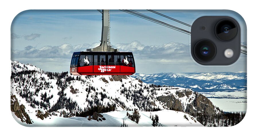Jackson Hole Tram iPhone Case featuring the photograph Jackson Hole Aerial Tram Over The Snow Caps by Adam Jewell
