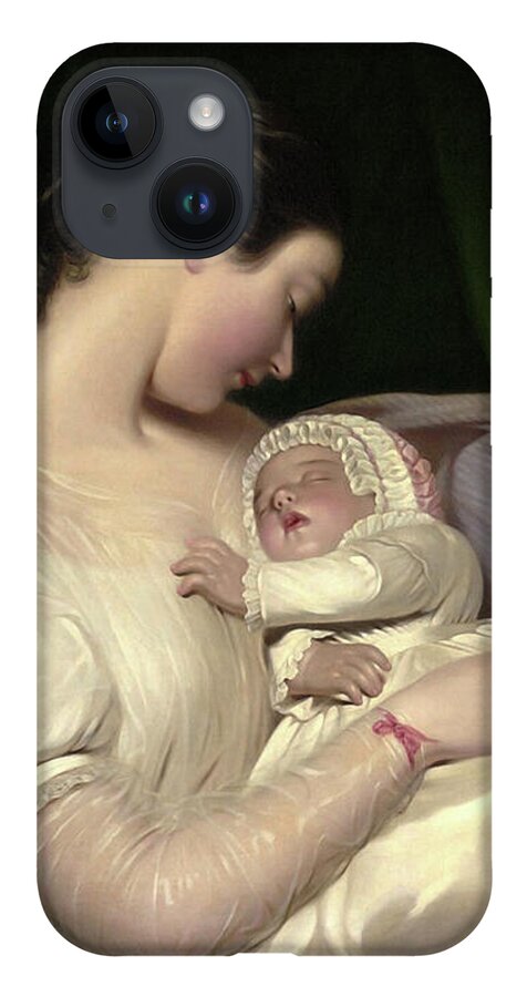 Elizabeth Sant iPhone Case featuring the painting James Sant's Wife Elizabeth With Their Daughter Mary Edith by James Sant by Rolando Burbon