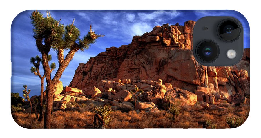 California iPhone 14 Case featuring the photograph Joshua Tree And Rock Pile by Bill Wight Ca