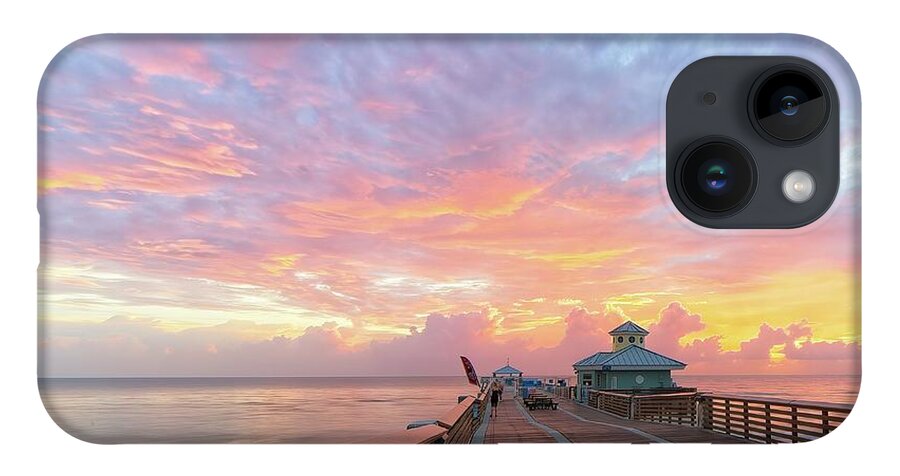 Beach iPhone 14 Case featuring the photograph Juno Beach Pier Sunrise by Steve DaPonte