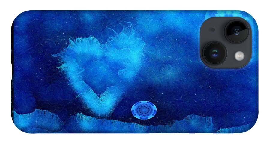 Moon iPhone 14 Case featuring the digital art Kaleidoscope Moon for Children Gone Too Soon Number 4 - Cerulean Valentine by Aberjhani