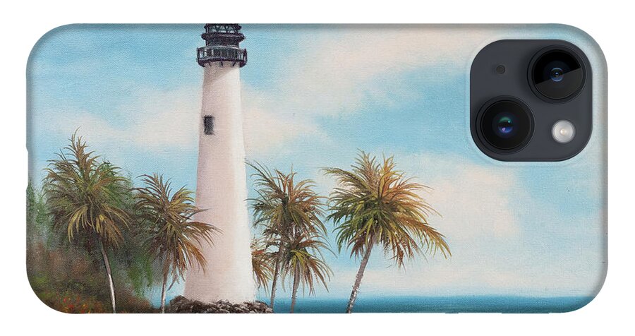 Lighthouse iPhone Case featuring the painting Key Biscayne Lighthouse by Lynne Pittard