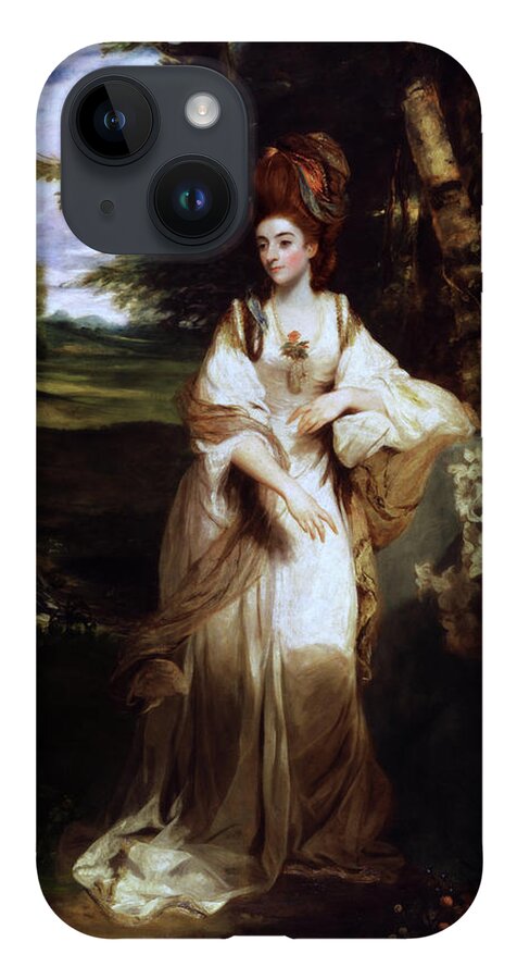 Lady Bampfylde iPhone 14 Case featuring the painting Lady Bampfylde by Joshua Reynolds by Rolando Burbon