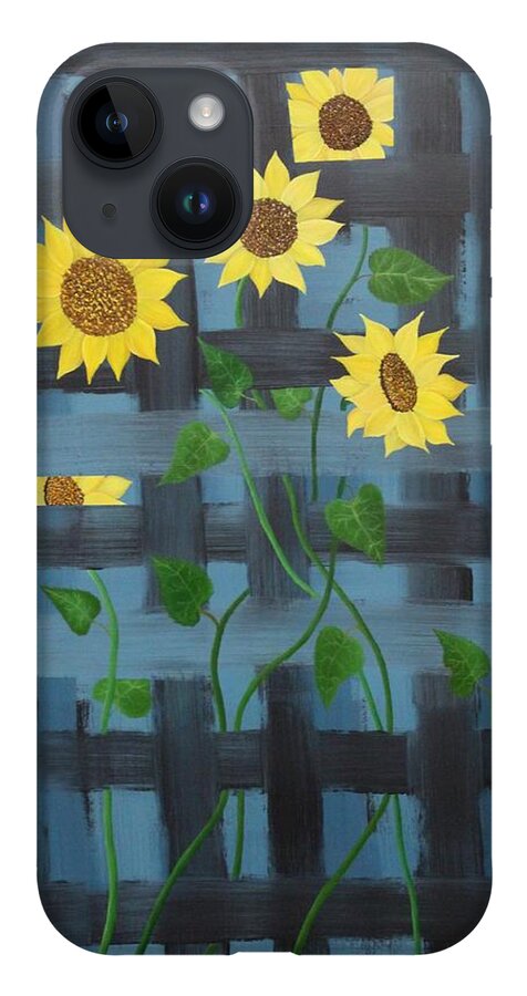 Sunflowers iPhone 14 Case featuring the painting Lattice by Berlynn