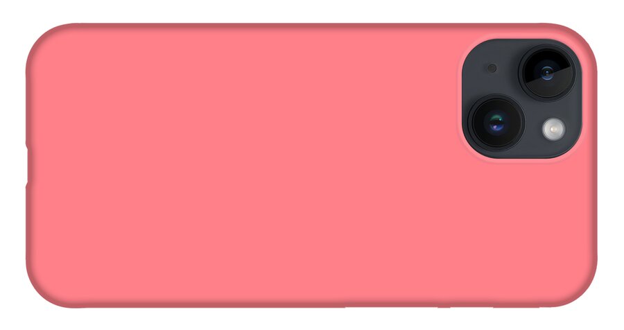 Light Pink iPhone 14 Case featuring the digital art Light Pink Coral Solid Plain Color Matching Home Decor Blankets and Pillows by Delynn Addams