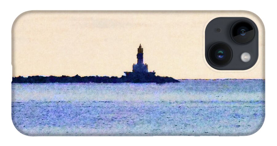 Michigan iPhone 14 Case featuring the digital art Lighthouse On Lake by Phil Perkins