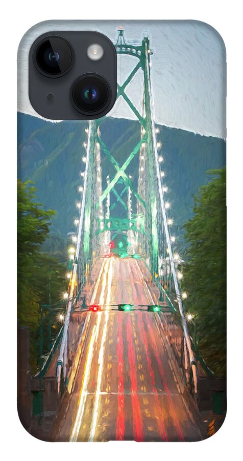 Canada iPhone Case featuring the digital art Lions Gate Bridge Digital Painting by Rick Deacon