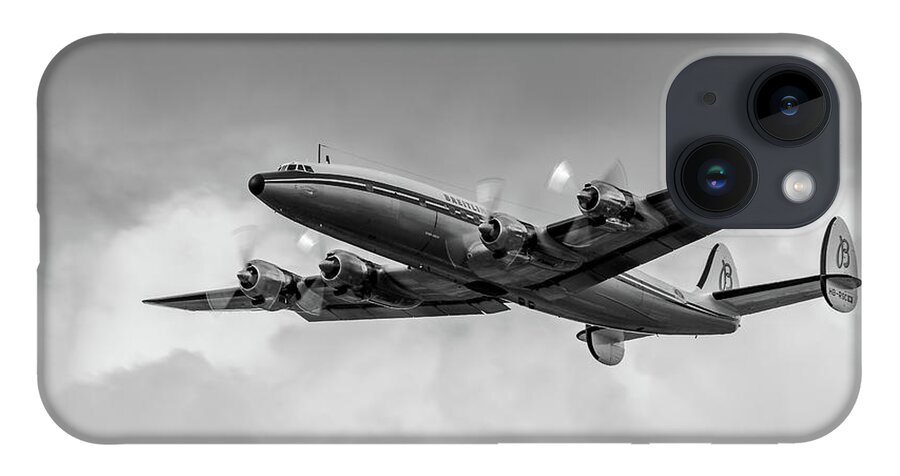 Lockheed Constellation Connie B&w iPhone 14 Case featuring the photograph Lockheed Breitling Super Constellation by Andy Myatt