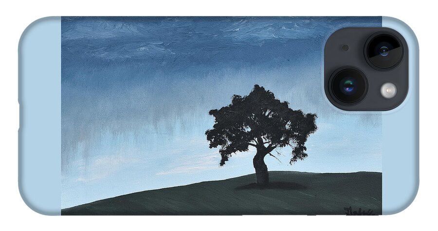 Landscape iPhone 14 Case featuring the painting Lone Tree by Gabrielle Munoz