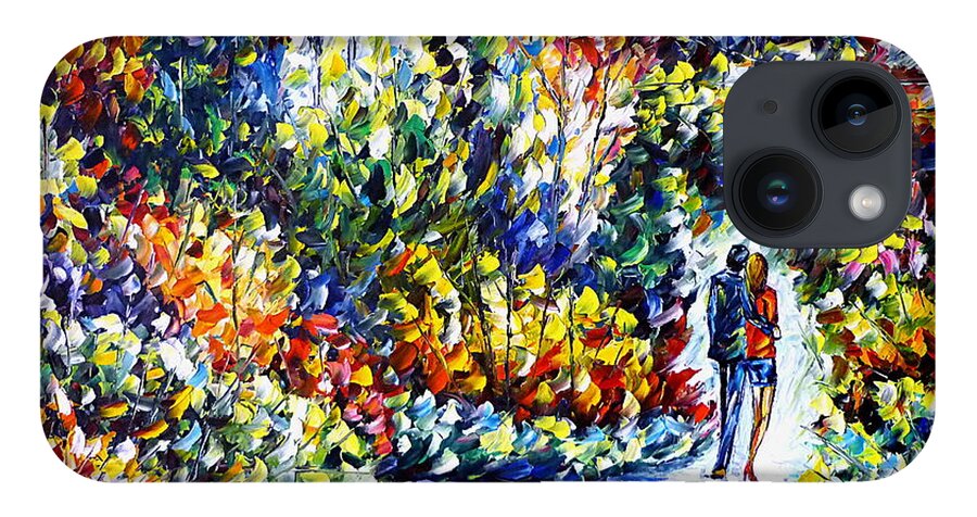 Landscape Painting iPhone 14 Case featuring the painting Lovers In The Garden by Mirek Kuzniar