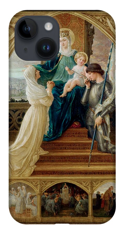 Madonna And Child iPhone 14 Case featuring the painting Madonna and Child Seated Between St. Genevieve and Joan Of Arc by Elisabeth Sonrel by Rolando Burbon