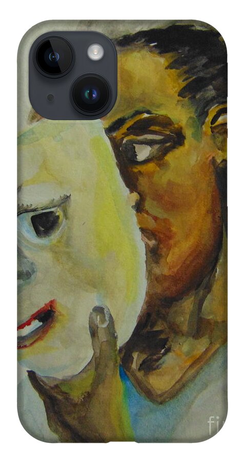 Poem iPhone 14 Case featuring the painting Mask of Dunbar by Saundra Johnson
