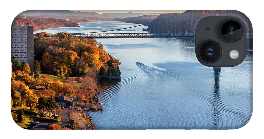 Estock iPhone 14 Case featuring the digital art Mid Hudson Bridge & Hudson River, Ny by Lumiere