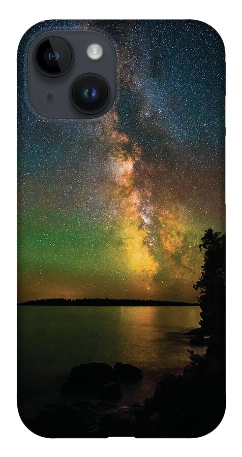 Milky Way iPhone 14 Case featuring the photograph Milky Way And Northern Lights Over Isle Royale by Owen Weber