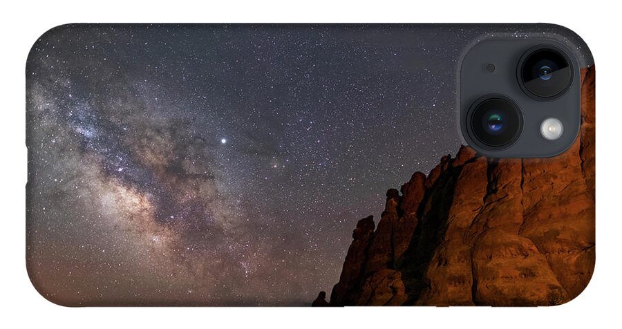 Moab iPhone 14 Case featuring the photograph Milky Way at Navajo Rocks 2 by Dan Norris