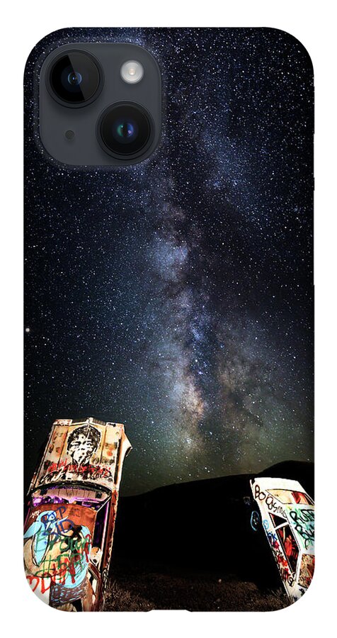 2018 iPhone 14 Case featuring the photograph Milky Way Over Mojave Desert Graffiti 1 by James Sage
