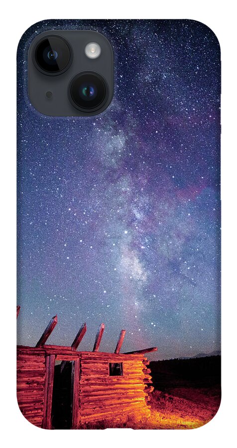 Colorado iPhone 14 Case featuring the photograph Milky Way Spilling Down on Cabin by Tim Kathka