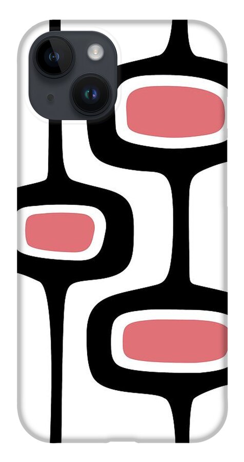 Mid Century iPhone 14 Case featuring the digital art Mod Pod Three in Pink by Donna Mibus