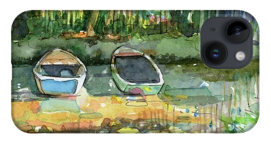 Monet's Pond iPhone 14 Case featuring the painting Monet's pond by Rebecca Matthews